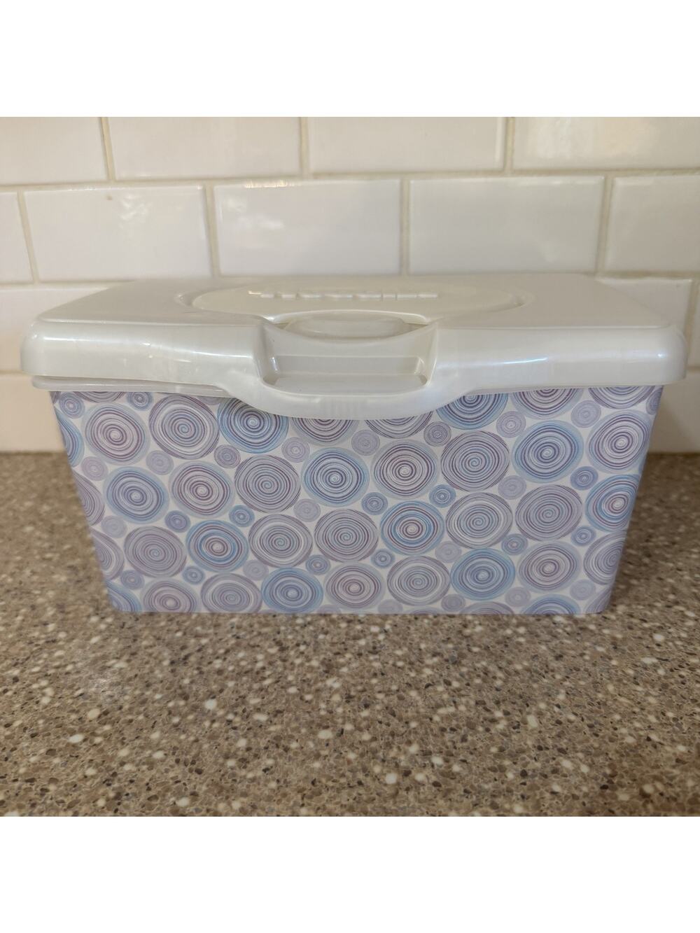 Huggies EMPTY Baby Wipes Blue Green Geometric Circles Dispenser Container